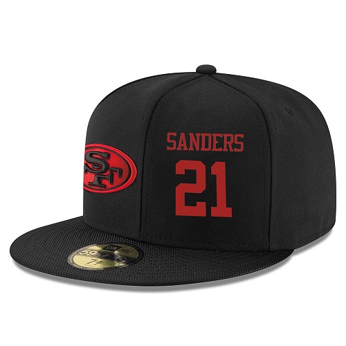 NFL San Francisco 49ers #21 Deion Sanders Stitched Snapback Adjustable Player Rush Hat - Black/Red